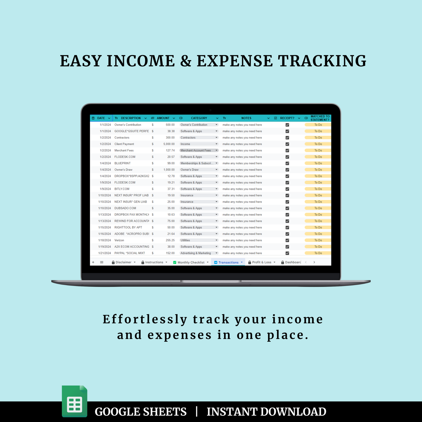 Small Biz Finance Tracker: Easy DIY Bookkeeping Spreadsheet